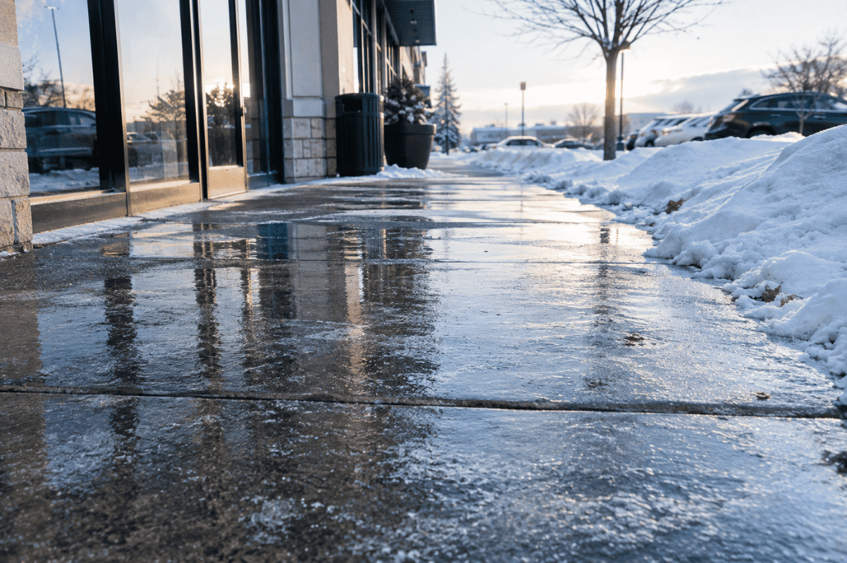 black ice sidewalk winter