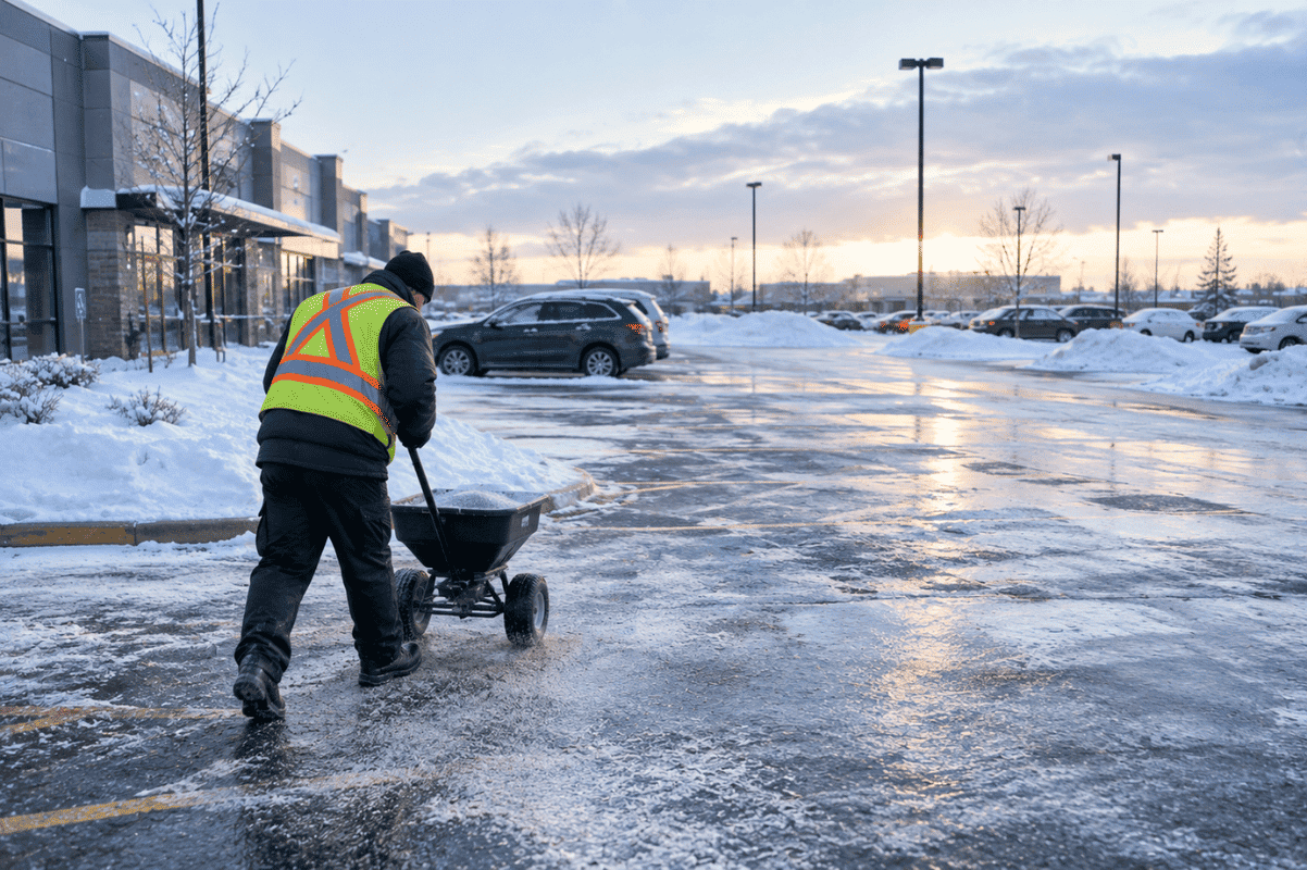 winter property maintenance snow ice parking lot