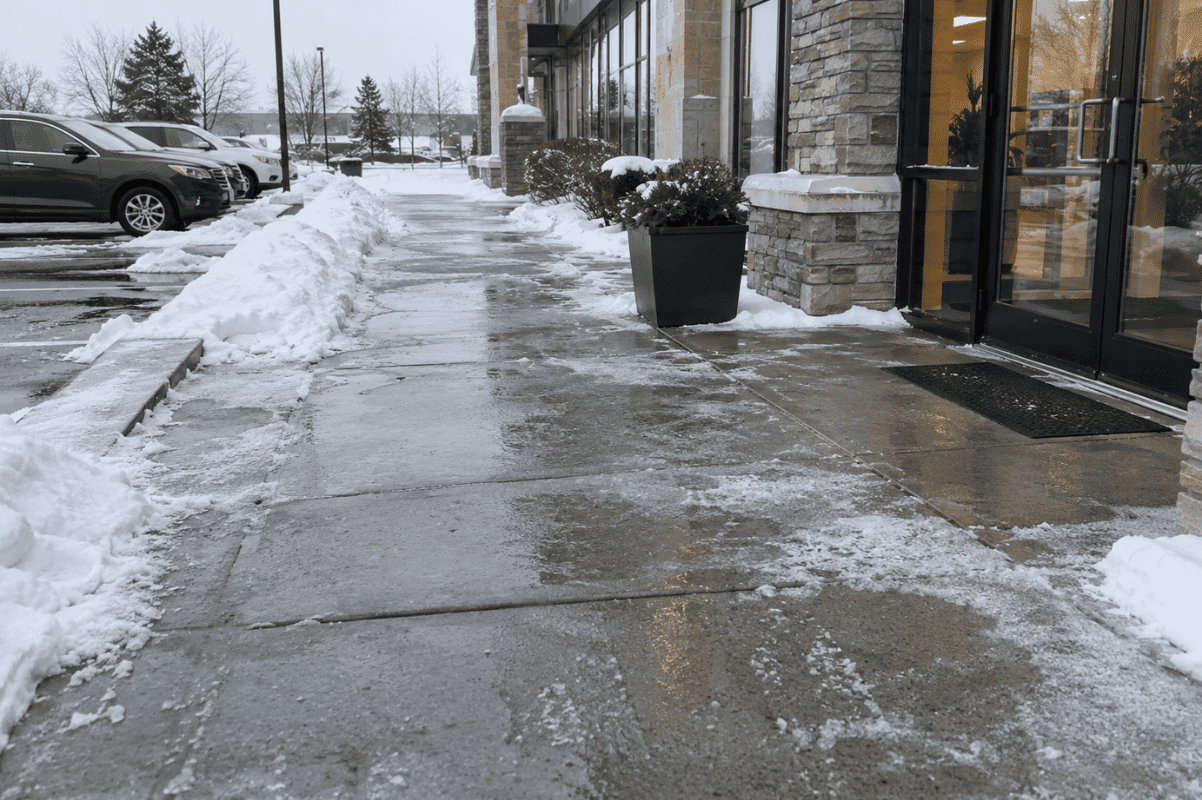 icy commercial sidewalk