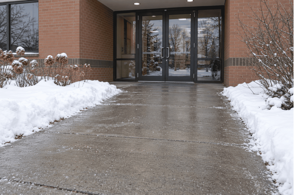 snow cleared building entrance