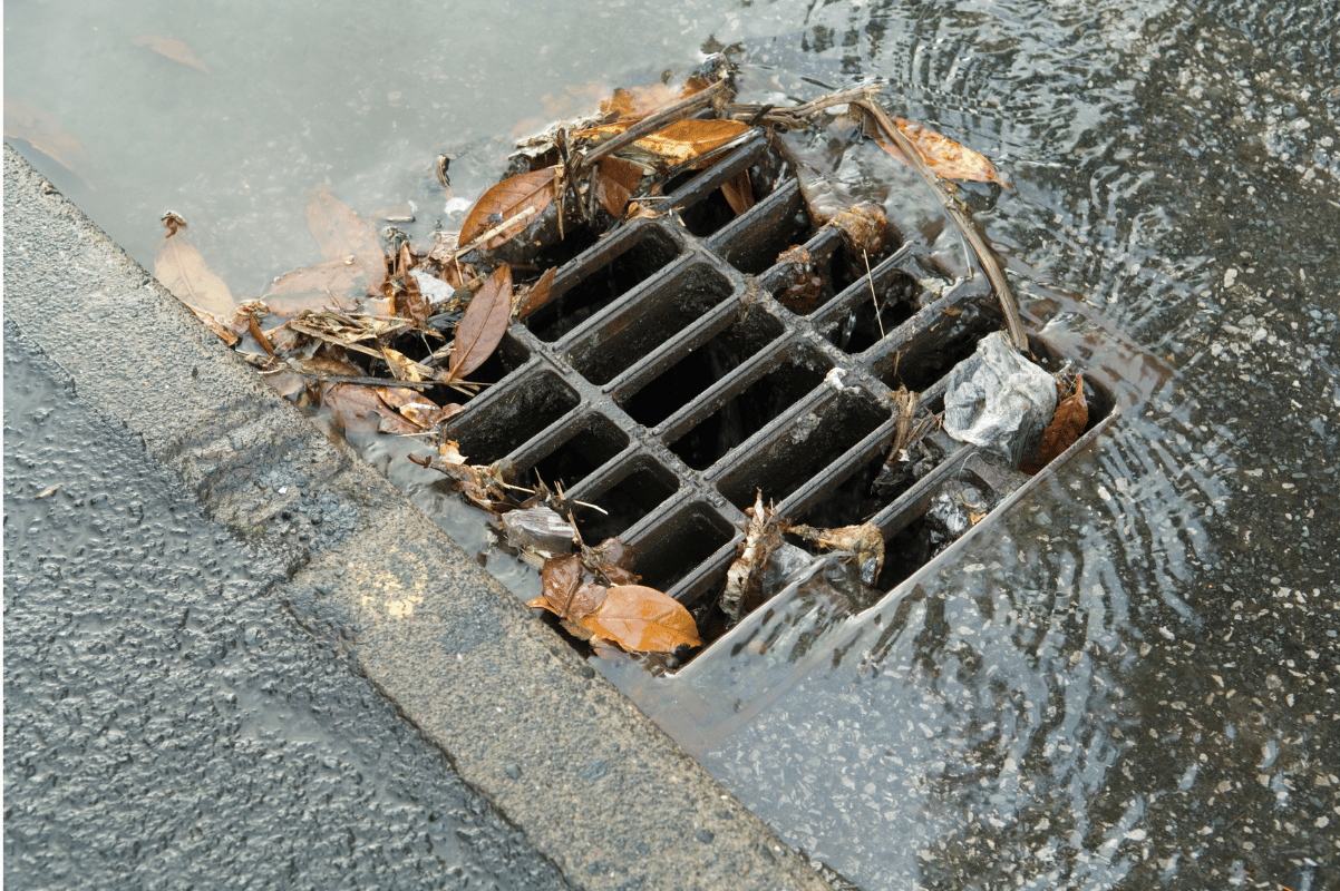 storm drain blocked snow