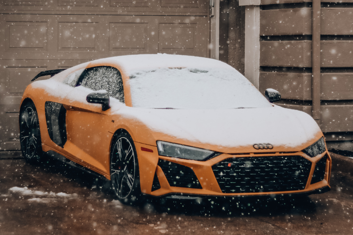 car parked in garage during winter