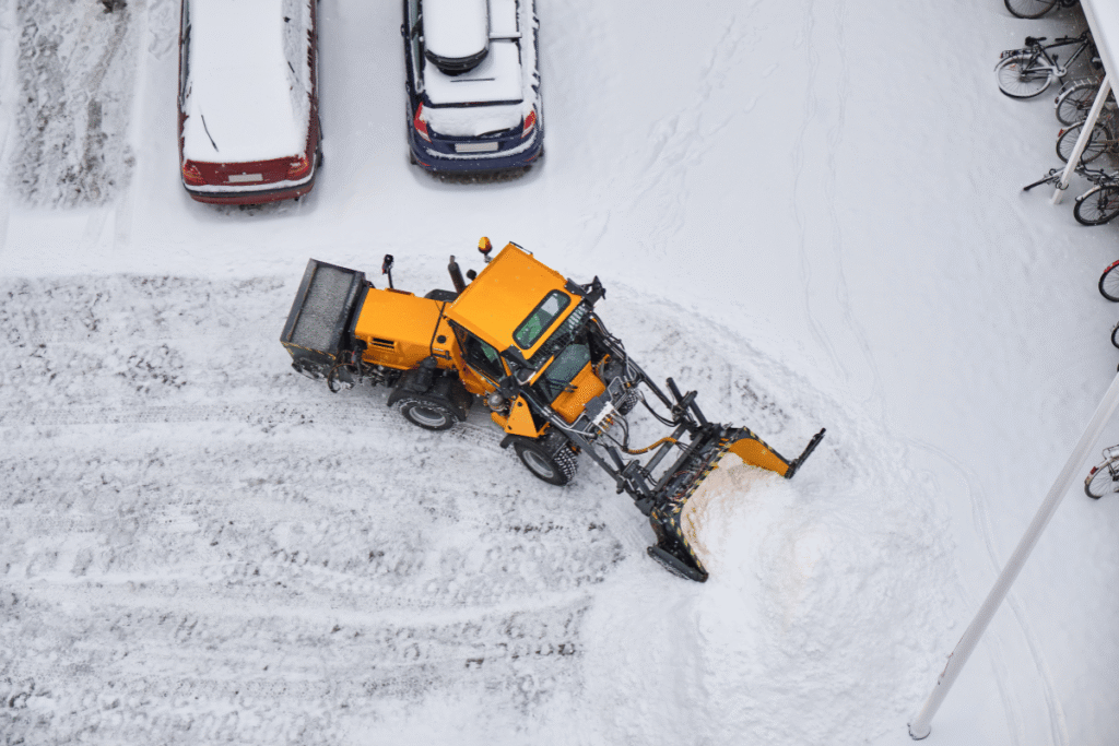 commercial snow plowing parking lot