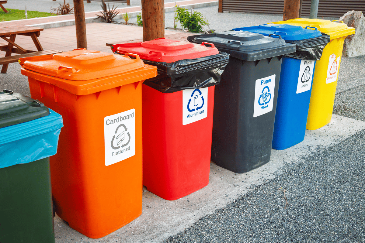 recycling waste sorting bins landfill site