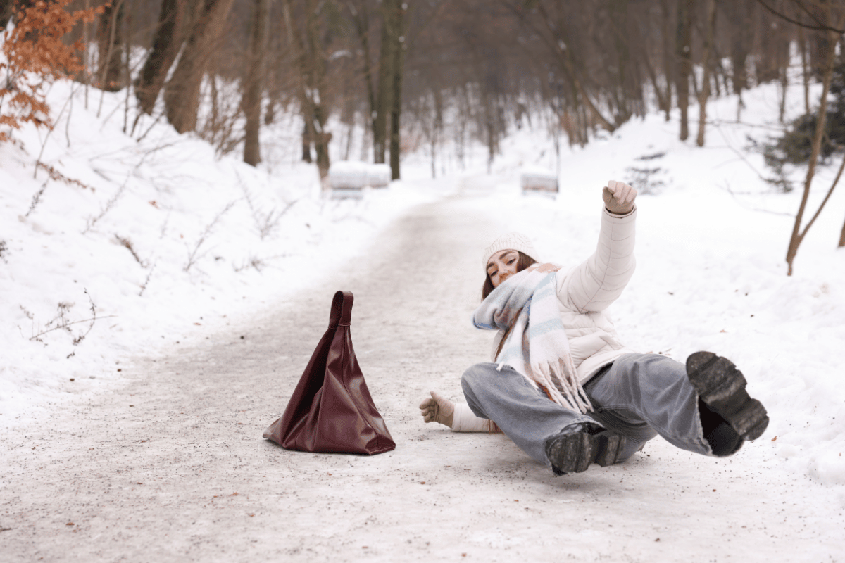slippery walkway snow ice hazard