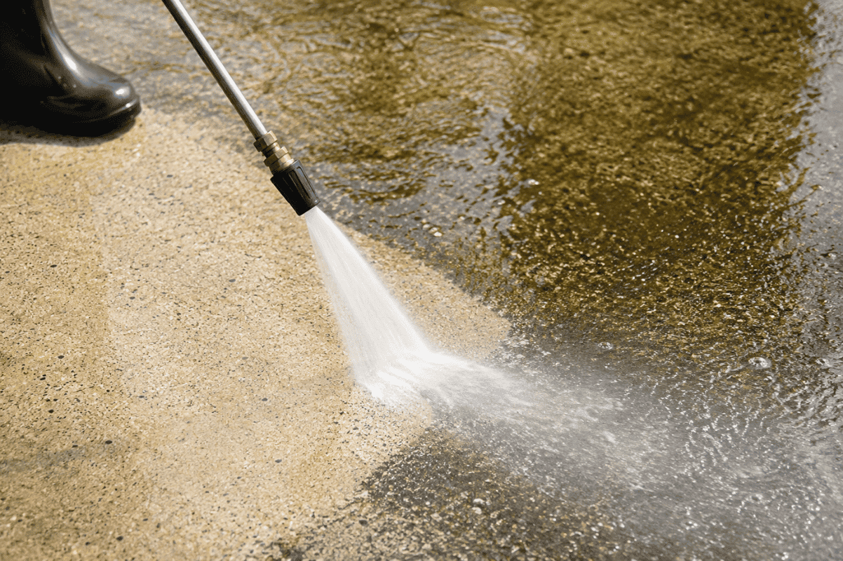 washer cleaning dirty driveway