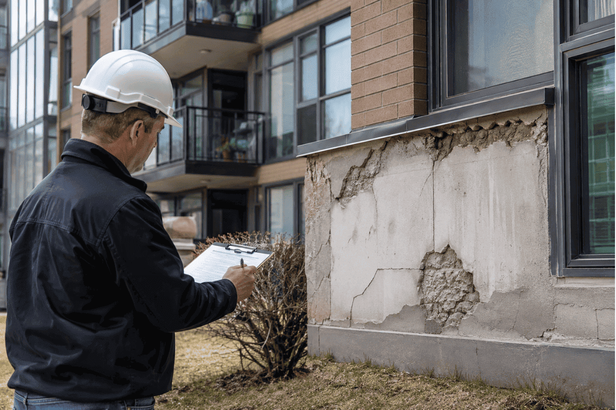 property damage inspection condo exterior