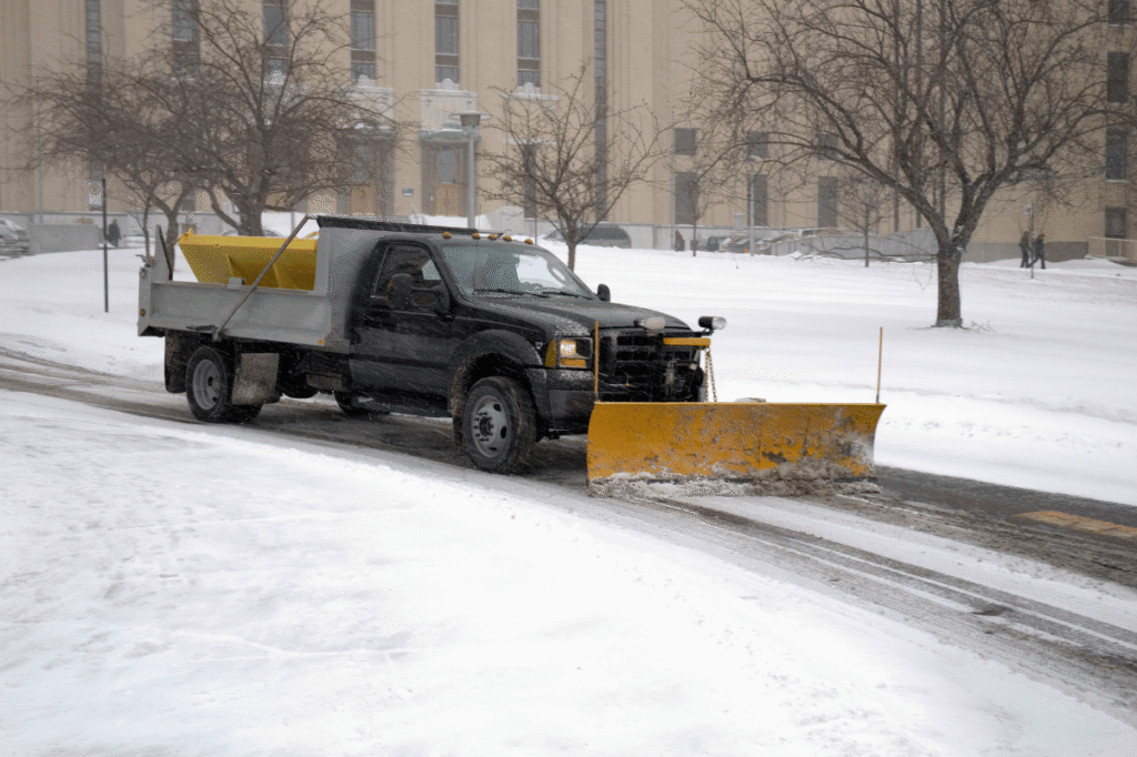 commercial parking lot snow removal snow piles